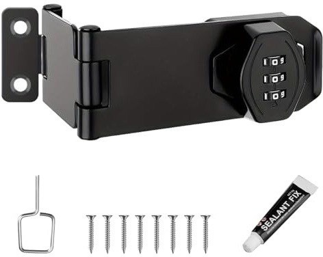 Combination Lock for Cabinet Cupboard, 3-Digit Keyless Hasp Latch Locks 3 Inch Metal Cupboard Lock Black Cabinet Locks Small Doors Security Locks (Corner Lock)