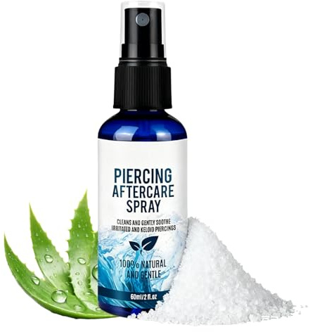Saline Solution Piercing Aftercare Spray,Ear Piercing Cleaning Solution with Sterile Saline Spray,Safe Gentle Soothing Mist for Piercing Bump Treatment,Suitable for Tongue, Ear, Nose, Lip, Eyebrow
