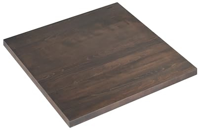 Flash Furniture Bennett 1.5 Inch Thick Solid Beechwood Tabletop, Indoor Use Only, Metal Support Bars, Water Resistant, Scratch Proof, 36x36, Dark Brown