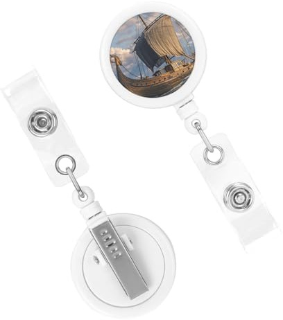 Brickklämmor infällbar ID-bricka rullar gammal viking båt emblem klämma lätt plast karbinhake klämmor nyckelring söt bälteklämma för märken hållare sjuksköterska läkare