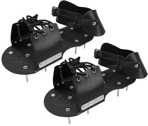Scarpe aeratore 2 in 1 per prati e pavimenti in resina epossidica, punte in acciaio penetrano nel terreno duro, facili da usare, punte di ventilazione