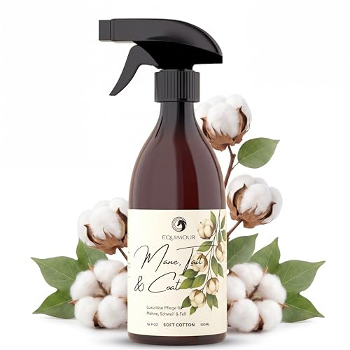 Espray para crines y cola para caballos, con aroma de algodón suave, facilita el peinado y el desenredado, aporta un brillo sedoso, fórmula de cuidado repelente al polvo, 500 ml