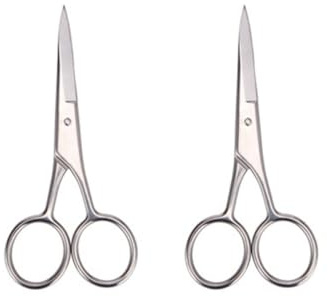 HAPINARY Forbici per Baffi e Barba in Acciaio Inossidabile 2 Pezzi Forbici per Rifinire Baffi Lame Resistenti e Finitura Lucida per Uso Professionale Barbiere e Cura Personale Uomo