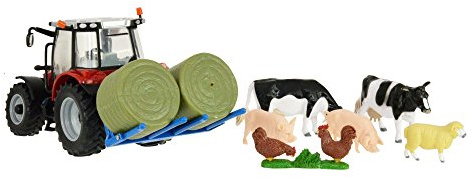 Britains 43205 Massey Ferguson 5612 Playset Tractor Bales Lifter Animals 1:32