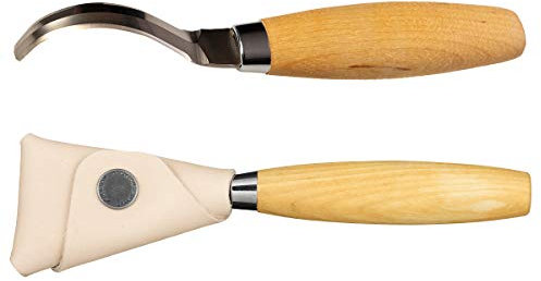 Morakniv Hook Knife 163 |13387| Schälmesser, Edelstahl, Schnitzmesser, Griff: Birken Holz, scharfes Messer für Baster, Dekoration,Kunst, Handwerk