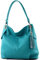 modamoda de T185 Damen Leder Schultertasche Handtasche handmade in Italy, Farbe:Türkis_1