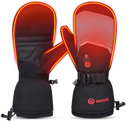 SAVIOR HEAT Guanti riscaldati guanti guanti da uomo donna, batteria ricaricabile elettrica guanti da sci neve guanti caldi per inverno moto snowboard escursionismo ciclismo escursionismo corsa