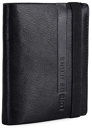 Lois - Cartera de Piel para Hombre - Cartera Hombre Piel con Monedero Interior y Tarjetero, diseño Slim, Cuero auténtico, Regalo Elegante. Proteccion RFID, Negro