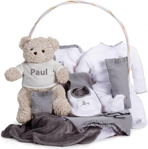 Regalos para Bebes Recien Nacidos Personalizados | Canastilla Bebé Clásica | Cesta de Regalo Bebé Personalizada | 3 a 6 Meses (Neutro) | BebeDeParis