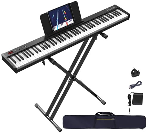 OYAYO 88 Key Digital Piano Full Size Semi-Weighted Keys, Complete Bundle Includes Double X Stand, Travel Bag, Touch Sensitivity Portable Keyboard for Beginners and Musicians on the Road