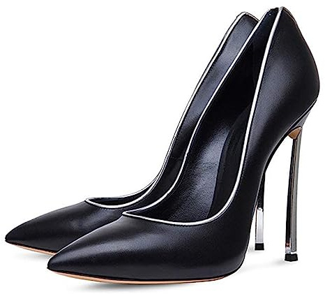 12CM/4.72IN Sexy Shallow Mouth Metallo Stiletto Tacco Alto Scarpe Grandi Dimensioni Passerella Partito Tacchi Alti,Nero,39 EU