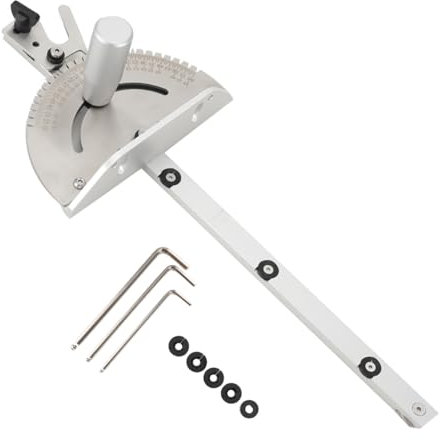 Lfhelper Herramienta de carpintería de precisión de 0 a 60 grados, calibrador de ingletes en ángulo con tapa ajustable, caja de calibre Miter, kit para sierra de mesa, accesorios de sierra para