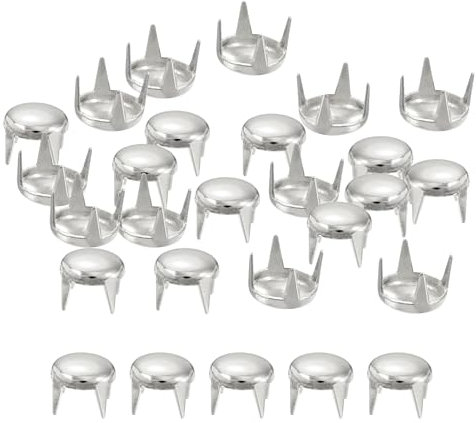 sourcing map 100 Stück 5mm Silberne runde Kuppelnieten Metallklauenperlen Nagelkopfnieten Spike Nieten Punk Rock DIY für Lederhandwerk Kleidungsgürtel Tasche Schuharmband Zubehör