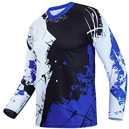 Barn cykling jersey barn cykel berg cykel jersey skjorta för pojkar flickor barn element racing wear powersports jersey, blå, 14 år