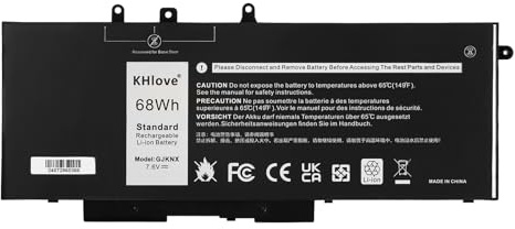 KHlove 68Wh GJKNX Laptop Batteria per Dell Latitude 5480 5580 5280 5288 5590 5488 5490 5491 5495 5591 E5480 E5580 E5490 E5590 Precision 15 3520 3530 Series GD1JP 0GD1JP DY9NT 5YHR4 451-BBZG 7.6V