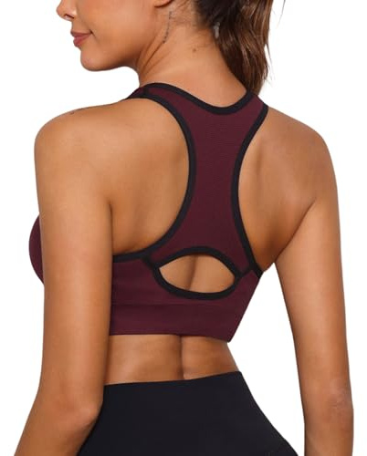 Sykooria Brassière Sport Femme, Brassière Yoga Femme Coussinets Amovibles Élastique Danse sous-vêtements de Sport 341-Rouge M