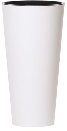 Pot de fleurs élégant 20 cm diamètre, 38 cm de hauteur - Cache-pot en plastique durable - Résistant aux intempéries et aux UV - Pour un aménagement élégant du jardin et de la