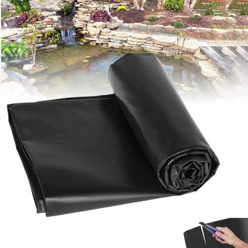 Película de estanque flexible de polietileno de alta densidad para estanques pequeños, resistente al agua, para estanques pequeños, protección de pendiente de fuente de arroyo, 6 x 11,5 m, color negro