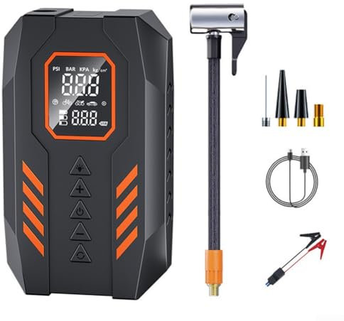 Eawfgtuw Arrancador montado en vehículo de 8000 A con compresor de aire de 12 V, batería de coche, 150 PSI, inflador de neumáticos, luz LED, 8000 mAh, banco de energía para coches, motocicletas,