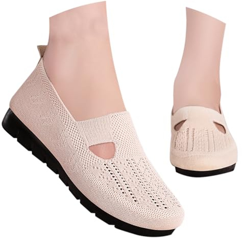 Nuoke Chaussures décontractées pour Femmes, Printemps, été et Automne, légères, Respirantes, en, Semelle Souple, Confortables Cuissardes Marron Plates