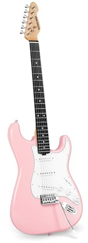 SONICAKE 99 cm elgitarr full storlek lätt kropp klassisk SS pickup Tremolo bro rundad band ändar häl justering bindningsstång, rosa