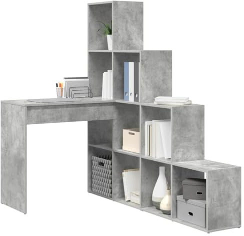 vidaXL Scrivania ad Angolo Grigio Cemento 101,5 x 149,5 x 149,5 cm, Scrivania ad Angolo L, Tavolo Moderno, Mobile per Ufficio Compatto, Storage Multiuso, Scrittura ergonomica