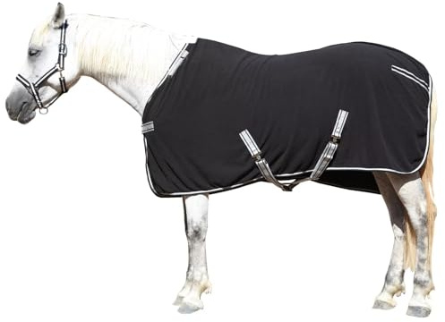 LEAFOREST Coperta in pile per cavalli, coperta in pile polare, morbida, per esercizi, per cavalli, traspirante, in fienile, stalla, pascolo, paddock nero, 213,4 cm