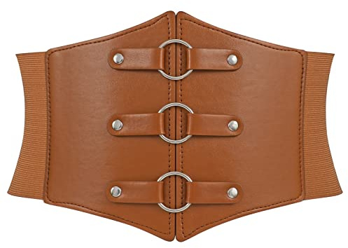 LEACOOLKEY Cintura Donna Larga Elasticizzata Vintage, Corsetto Largo Stile Waspie per Cintura Vita
