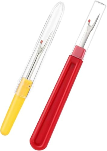 2 Pcs Stitch Unpicker Tool,Seam Ripper,Seam Rippers for Sewing,A Gift for Sewing Enthusiasts (Red,Yellow)