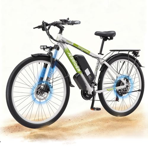 JESRIDER 29 * 2.1in Electric Bikes for Adults 48v 17.5ah Removable Battery, 80 Km Max,21-Speed Mountain E Bikes, Dual Disc Brakes Electric Bicycle for Men Women, Front Fork Suspension (GREEN)