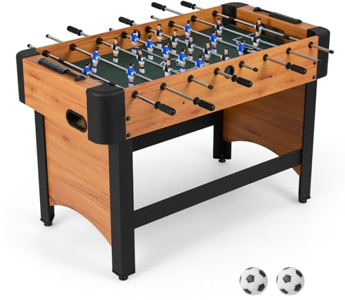 COSTWAY Table de Baby-Foot avec 22 Joueurs et 2 Ballons, Table de Jeu avec Pieds Réglables et Marqueur Manuel, Jouet d'arcade pour 2-4 Adultes Enfants pour Fête Bar, 119x108x79cm