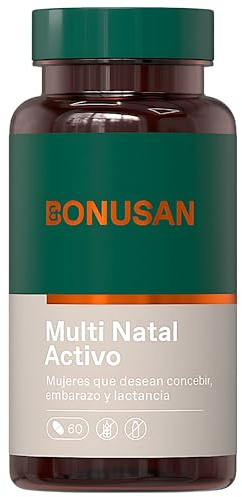 Bonusan Multi Natal Activo 60 Cápsulas - Multivitamínico para Embarazo y Lactancia con Ácido Fólico Activo, Hierro y Vitamina D3 y B12 - Reduce el Cansancio y Apoya el Desarrollo Fetal