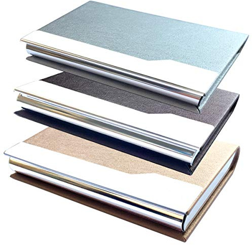 CKANDAY 3 Paquet Porte-Cartes de Visite Professionnelles, étui de Protection Multi-Poches en Soie de Luxe en Cuir PU avec Fermeture magnétique et métal pour nom, Carte d'identité pour Carte de crédit
