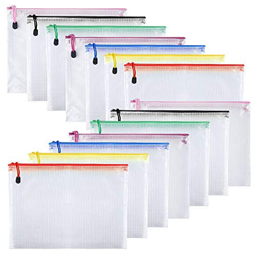 TUPARKA 14 Pcs Dokumententasche A5 Zipper Folder Taschen A5 Mesh Dokumentenmappen für Kosmetik Bürobedarf Zubehör