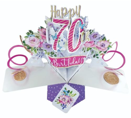 Tarjeta de felicitación emergente de feliz 70 cumpleaños original Second Nature 3D Pop Up Cards