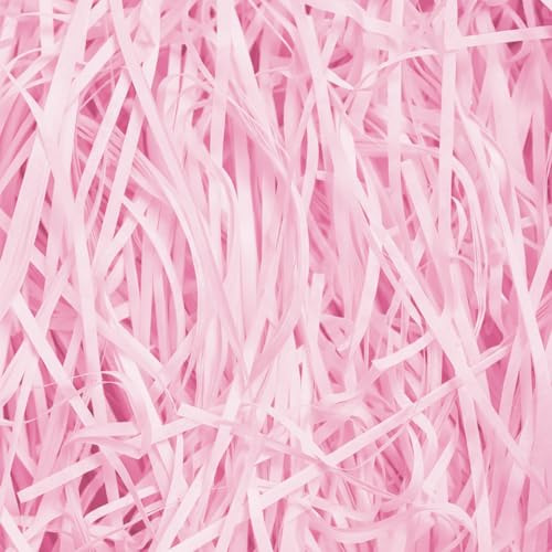 Emartbuy Pink Shredded Paper 200g – Soft Tissue Gift Filling for Hampers, Packaging & Crafting | Lightweight Paper for Gift Boxes, Baskets & Decorations