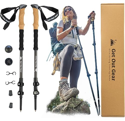 Get Out Gear | Goat Stix | Ultra-Strong Carbon Fiber Trekking Poles| Hiking Poles, Hiking Sticks, Nordic Walking Poles | Collapsible Lightweight Telescoping