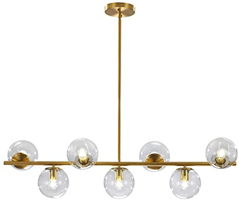 KCO Lighting Sputnik Lámpara de araña de cristal transparente de 7 luces, lámpara colgante moderna de mediados de siglo