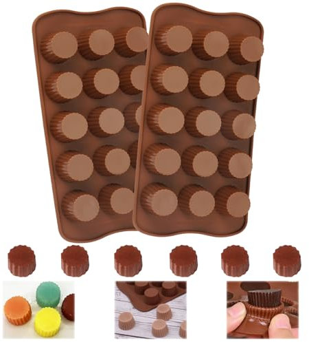 Silikonform Pralinen, 2 Stück Silikon Pralinenform, 15 Mulden Silikon Schokoladenform, Silikonform Schokolade, Pralinen Form, Silikonform Schokoladentafel, für Schokolade, Kekse, Süßigkeiten,Eiswürfel