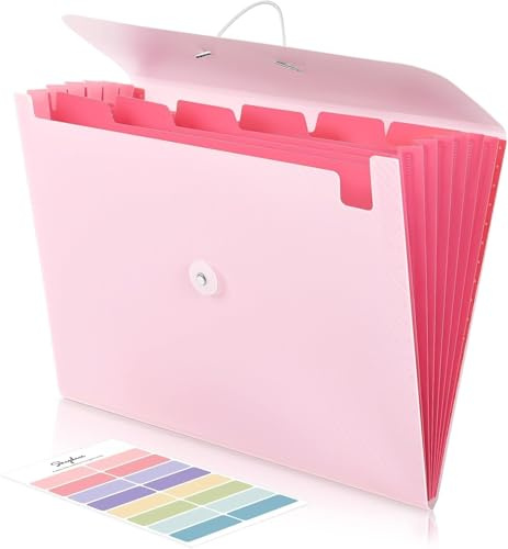SKYDUE Carpeta de documentos A4, carpeta archivadora con 7 compartimentos, carpeta con goma elástica, organizador de documentos, carpeta/carpeta organizadora para oficina, hogar, escuela, documentos