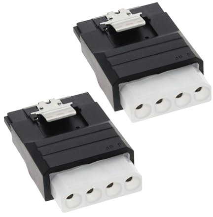 YINETTECH Molex IDE - Adaptador convertidor hembra de 4 pines a SATA de 15 pines hembra para conectar discos duros, unidades de estado sólido, unidades de disco duro, SSD, CD, DVD, 2 unidades