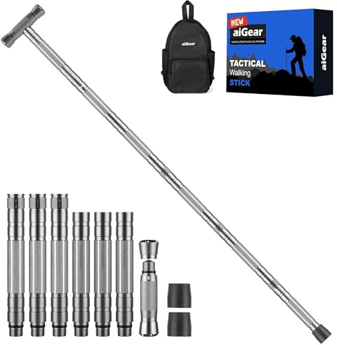 aiGear Promenadstavar/vandringsstavar | uppgraderade vandringsstavar i aluminium med justerbar höjd | Utomhus 5/6/7/8 rör vandringsstavar för kvinnor män backpacking vandring camping | NWT6-GR