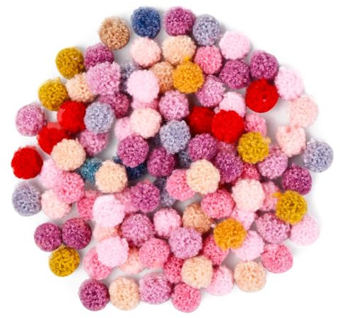 Dokeno 100 Stück Bunte Pompons zum Basteln, 12 mm Bunte Flauschigen Pompons Pompom Bälle Basteln Pompon Mini Pom Pom Bommeln Bälle für Schmuck DIY Heimdekorationen