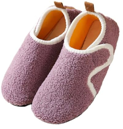 LinRim Pantoufles en polaire pour femme avec talon fermé pour l'intérieur - Pantoufles décontractées - Antidérapantes - Pieds nus - Chaussettes chaudes fermées, lilas, 40/41 EU