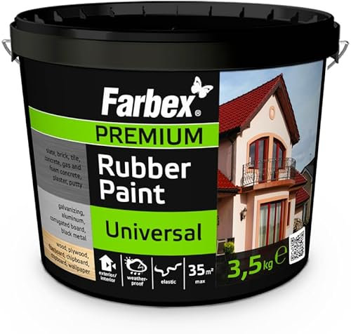 FARBEX Universal Premium Gummi Farbe-Innen und Außenfarbe für alle Oberflächen, Elastische Abdichtung gegen Feuchtigkeit, Witterung-3,5 kg-Grün