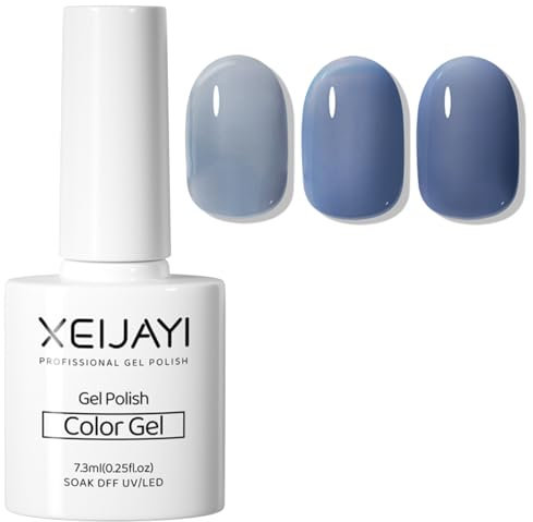 Jelly Gel Nail Polish, Light Blue Gel Nail Polish, Long Lasting Breathable UV Soak off Nail Varnish, Spring Summer Nail Art Manicure for Women DIY Home