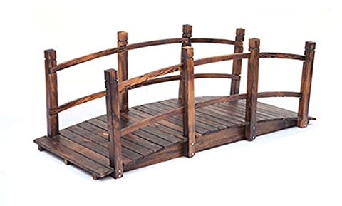 Puente de Arco de Madera para jardín con barandillas de Seguridad Dobles, Puente para estanques al Aire Libre, Pasarela con Acabado, Puente Miniatura para paisajismo, decoración de césped y