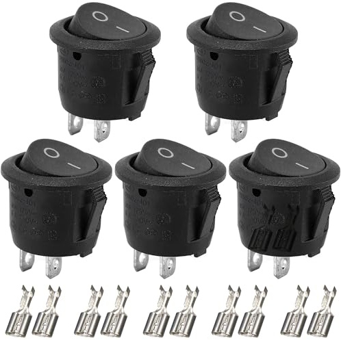 5 st vippbrytare, vippbrytare, 12 V, KFZ-strömbrytare, 12 V, på/av med 10 kontakter, mini vippbrytare, 2-polig ministrömbrytare för installation i husbil, båt och hushållsapparater