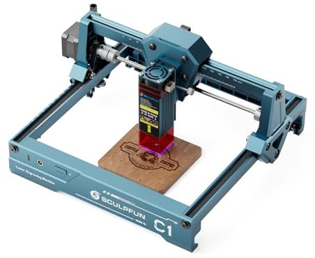 SCULPFUN C1 Mini Laser Graviermaschine – 3W Lasergravur Maschine, 0,04 mm hohe Präzision Lasergravierer, Plug-and-Play, anfängerfreundlich, ideal für DIY Holz, Acryl und Leder handwerk