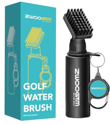 ZWOOGYM Pro Rengörings-set för golfklubbor, vattenborste med fästklämma och 118 ml flaska, gulfrillslipare, lämplig för U- och V-spår